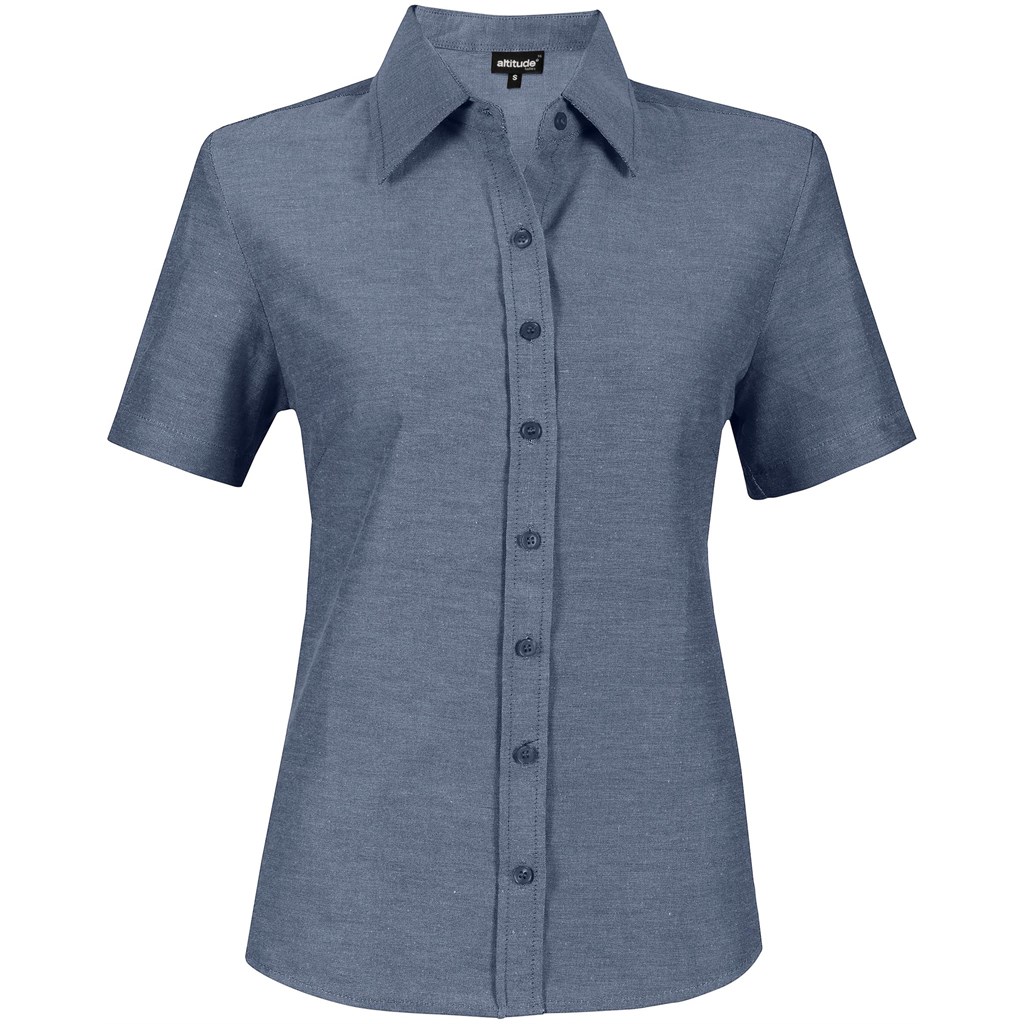 Ladies Short Sleeve Oxford Shirt - Navy