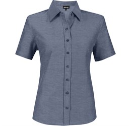 Ladies Short Sleeve Oxford Shirt - Navy