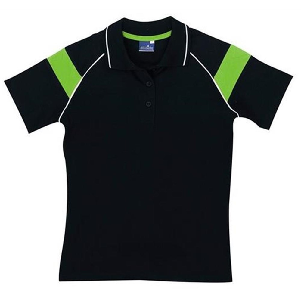 Ladies Score Golf Shirt - Black Lime