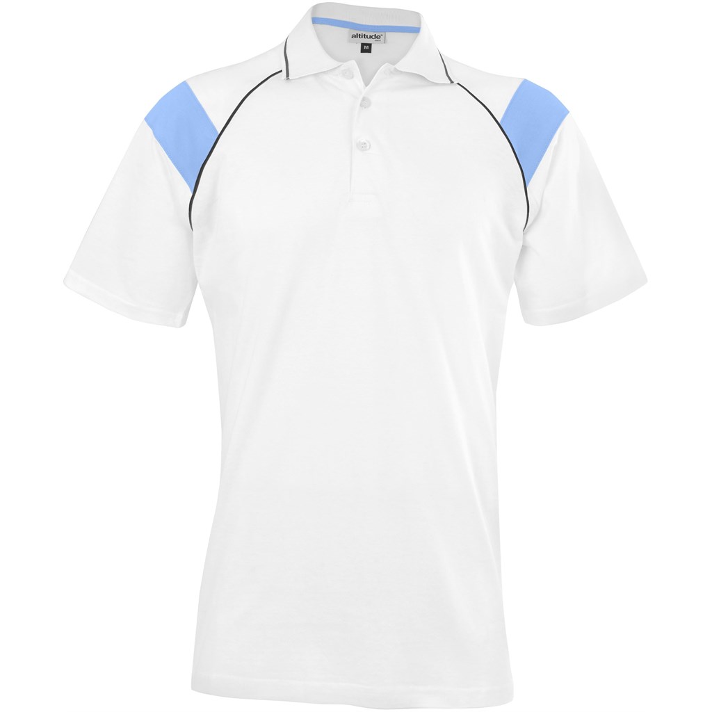 Mens Score Golf Shirt - White Light Blue