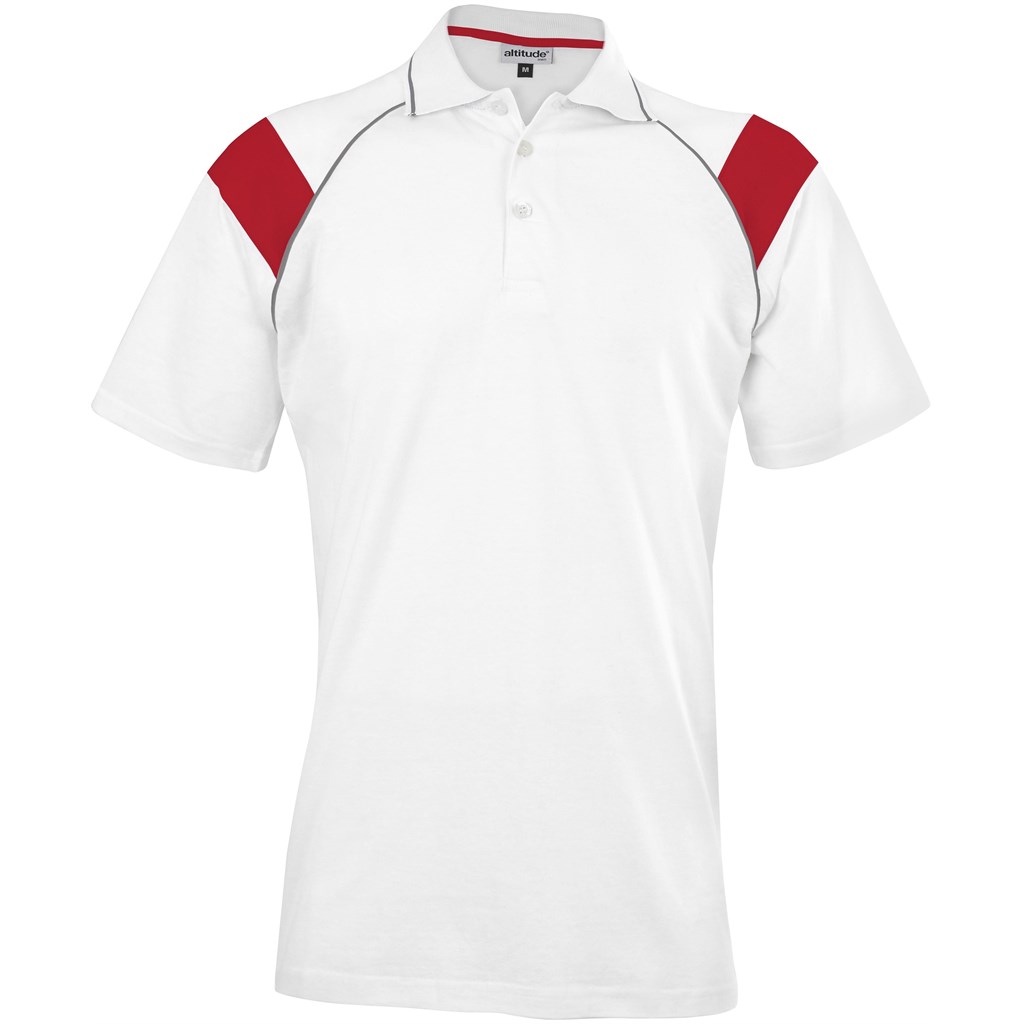 Mens Score Golf Shirt - White Red