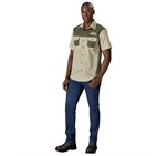 Mens Short Sleeve Serengeti 2-Tone Bush Shirt ALT-SGMS_ALT-SGMS-MG-MOFR225-LOGO