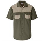 Mens Short Sleeve Serengeti 2-Tone Bush Shirt Military Green