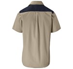 Mens Short Sleeve Serengeti 2-Tone Bush Shirt Stone