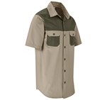 Mens Short Sleeve Serengeti 2-Tone Bush Shirt Stone Military Green