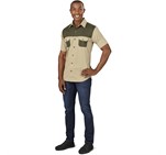 Mens Short Sleeve Serengeti 2-Tone Bush Shirt ALT-SGMS-STMG-MOFR