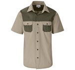 Mens Short Sleeve Serengeti 2-Tone Bush Shirt Stone Military Green