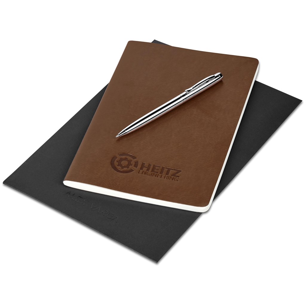Alex Varga Medium Soft Cover Notebook & Pen Set - Brown