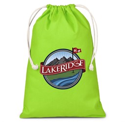 Allsorts Maxi Cotton Drawstring Pouch - Lime