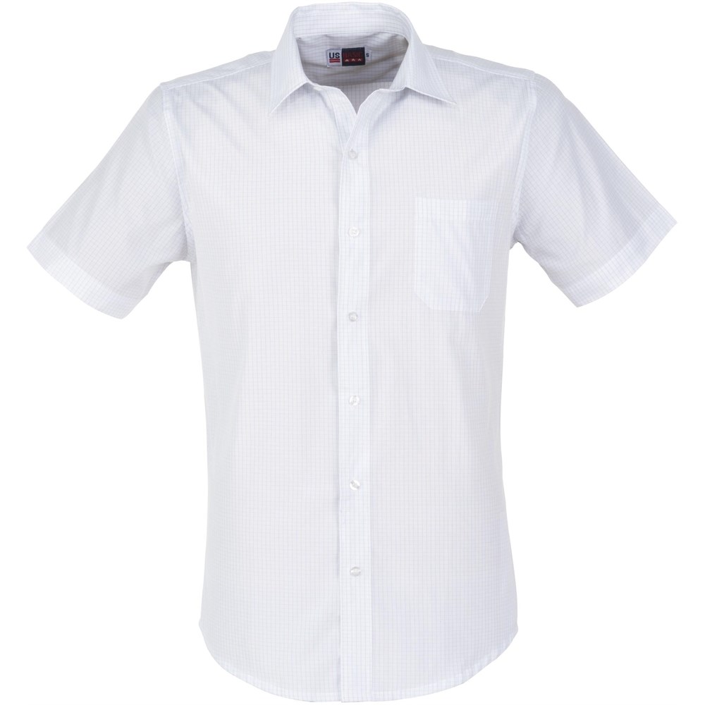 Mens Short Sleeve Huntington Shirt - White Light Blue