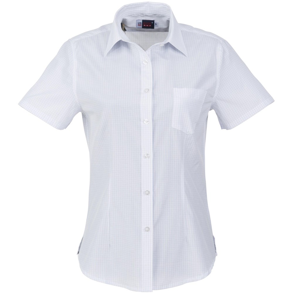 Ladies Short Sleeve Huntington Shirt - White Light Blue