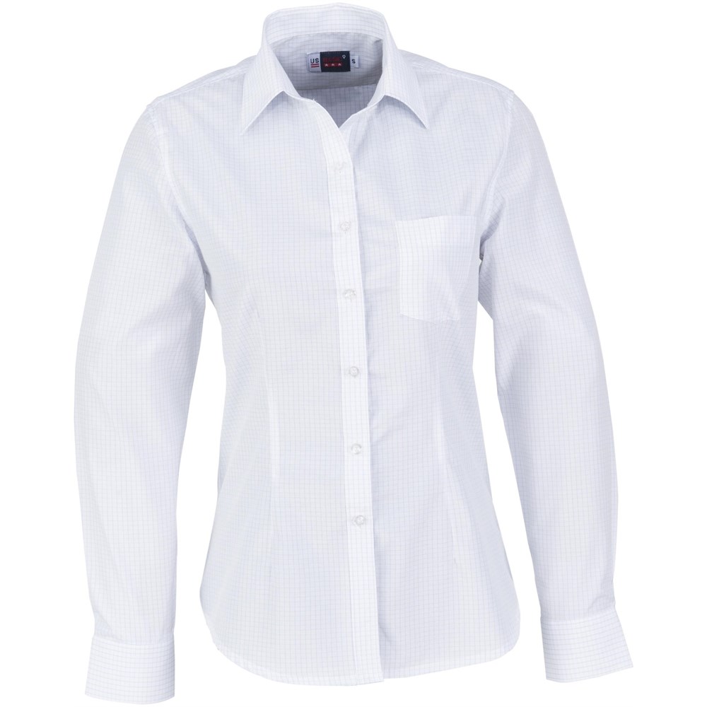 Ladies Long Sleeve Huntington Shirt - White Light Blue
