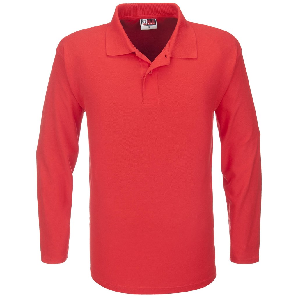 Mens Long Sleeve Boston Golf Shirt - Red