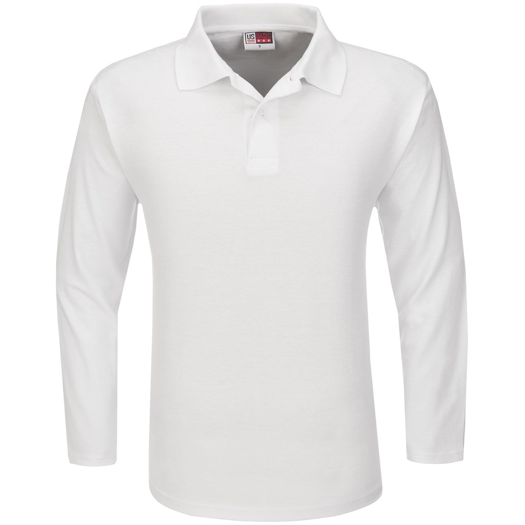Mens Long Sleeve Boston Golf Shirt - White