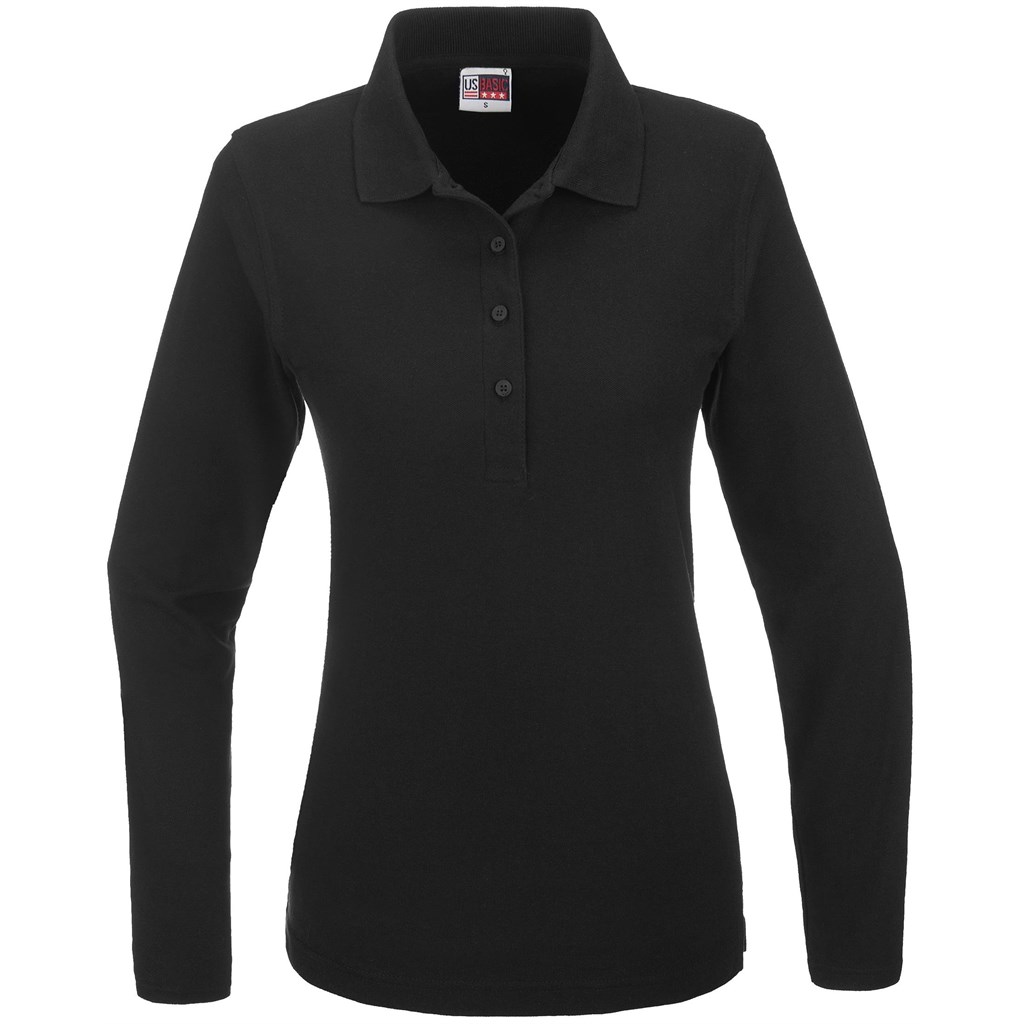 Ladies Long Sleeve Boston Golf Shirt - Black
