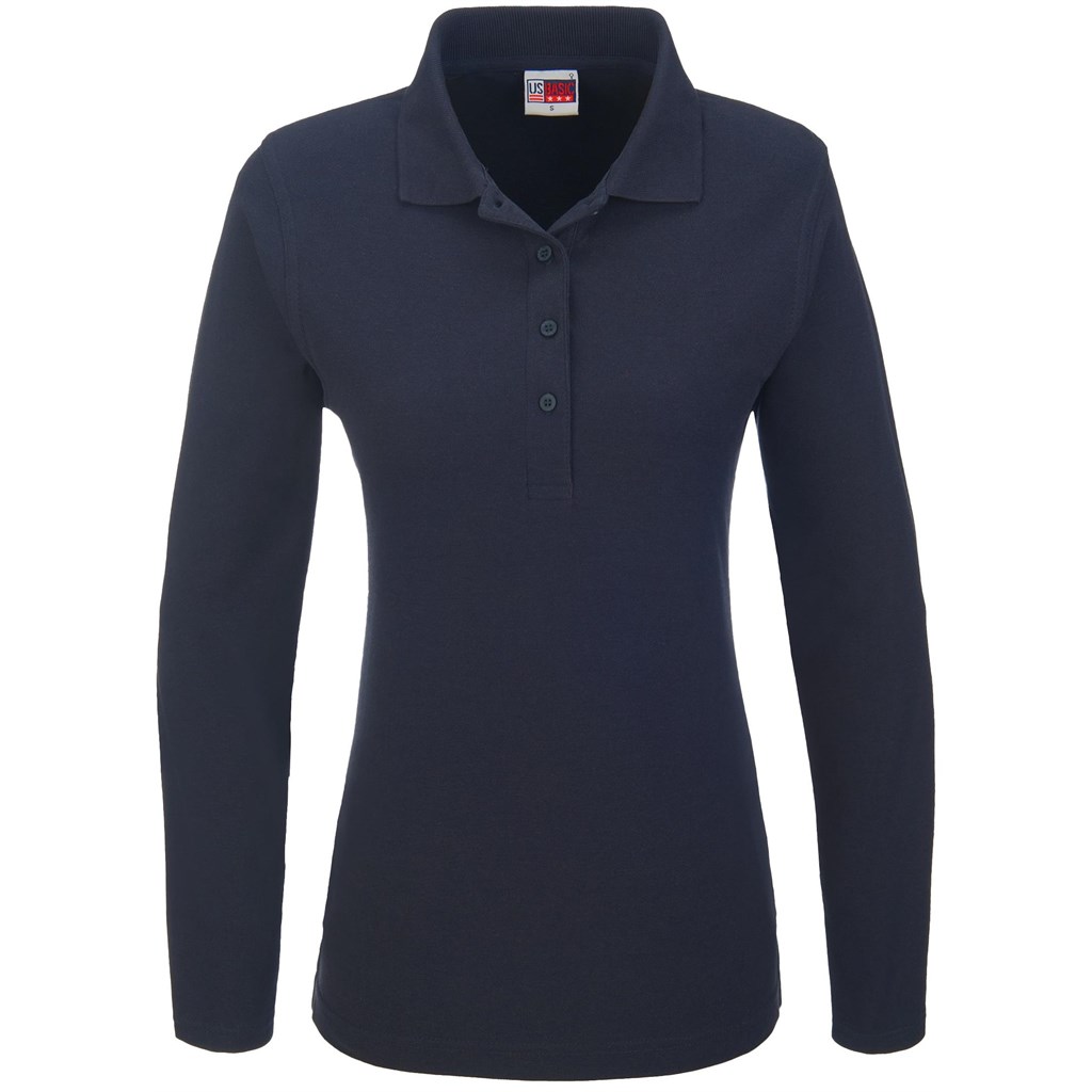 Ladies Long Sleeve Boston Golf Shirt - Navy