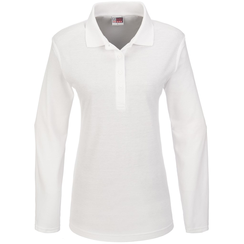 Ladies Long Sleeve Boston Golf Shirt - White