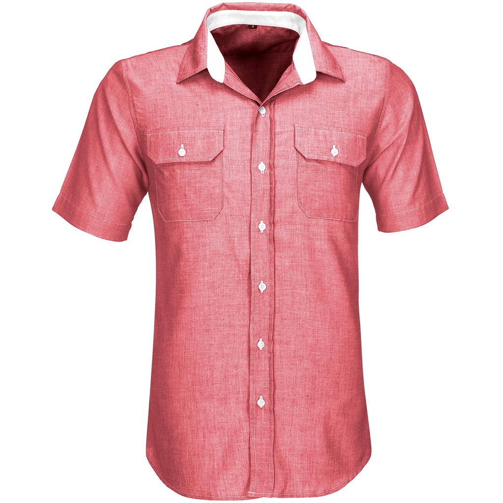 Mens Short Sleeve Windsor Shirt - Red