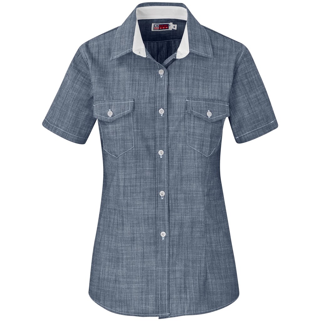 Ladies Short Sleeve Windsor Shirt - Navy