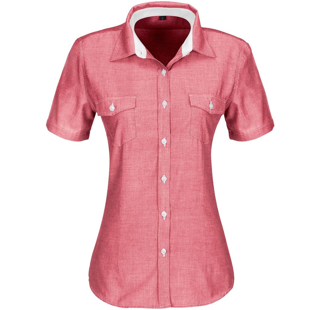 Ladies Short Sleeve Windsor Shirt - Red
