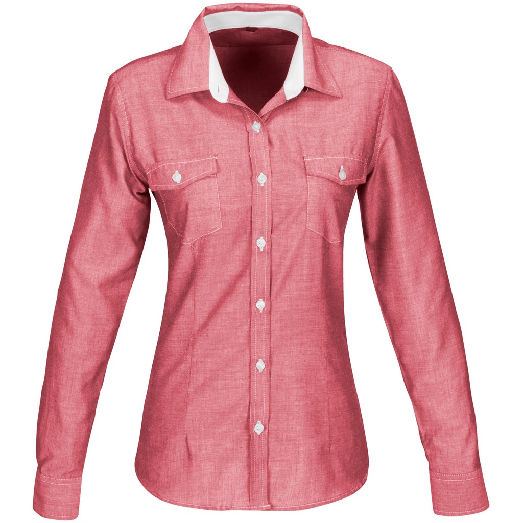 Ladies Long Sleeve Windsor Shirt - Red