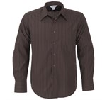 Mens Long Sleeve Manhattan Striped Shirt - Brown Old