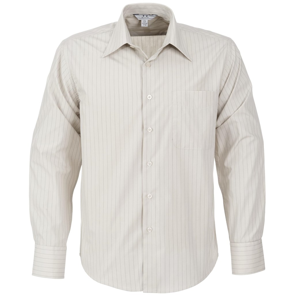 Mens Long Sleeve Manhattan Striped Shirt - Khaki