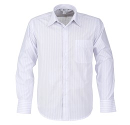 Mens Long Sleeve Manhattan Striped Shirt - White Navy