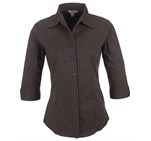 Ladies 3/4 Sleeve Manhattan Striped Shirt - Brown Old