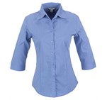 Ladies 3/4 Sleeve Manhattan Striped Shirt - Light Blue