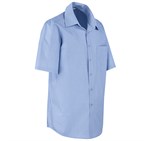 Mens Short Sleeve Micro Check Shirt Light Blue