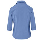 Ladies 3/4 Sleeve Micro Check Shirt Blue