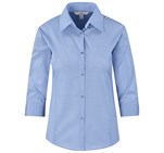 Ladies 3/4 Sleeve Micro Check Shirt Light Blue