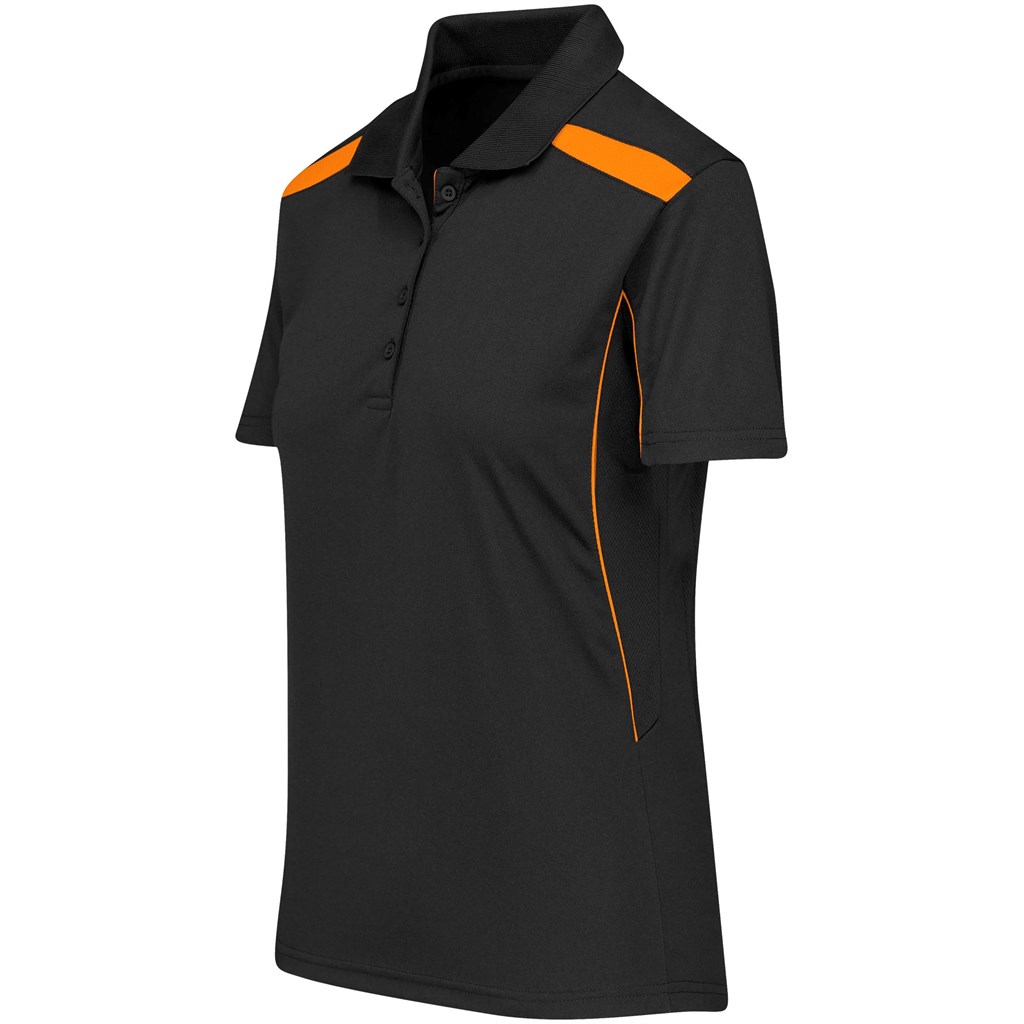 Ladies United Golf Shirt - Black Orange