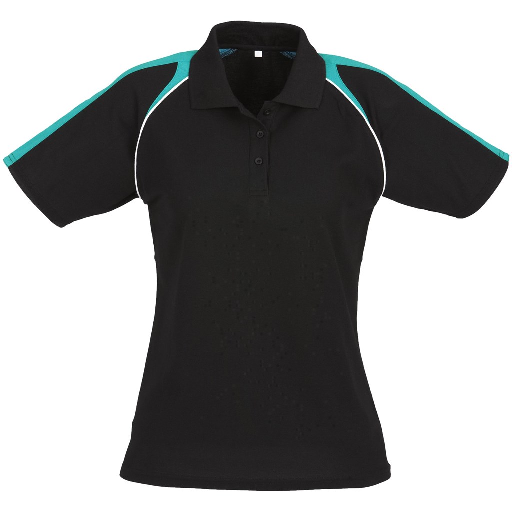 Ladies Triton Golf Shirt - Black Teal