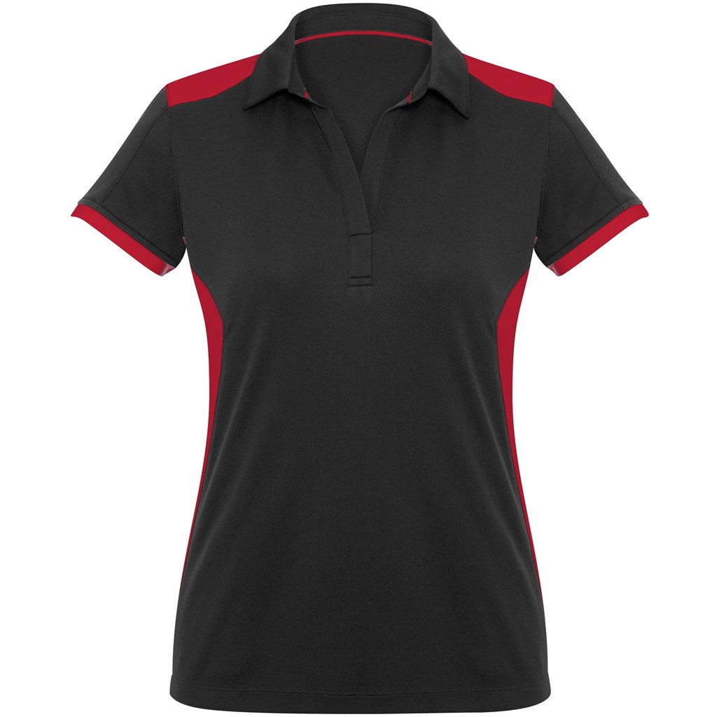 Ladies Rival Golf Shirt - Black Red