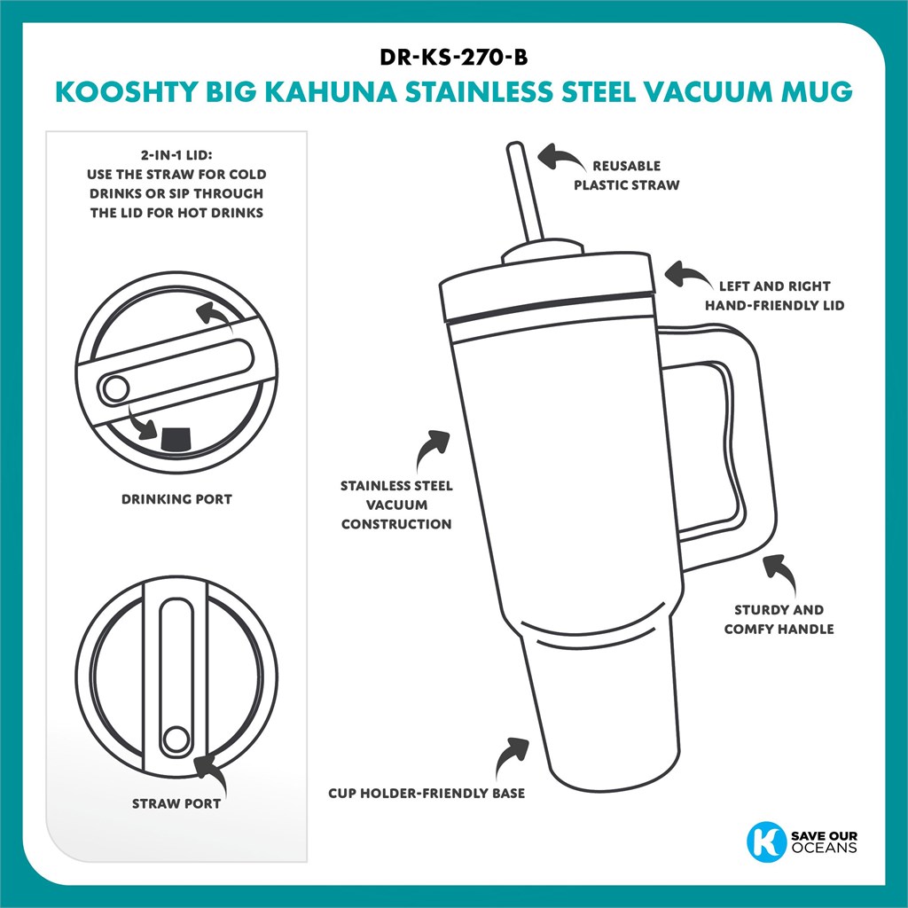 Kooshty Big Kahuna Stainless Steel Vacuum Mug – 1.2 Litre