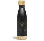 Serendipio Heritage Stainless Steel & Bamboo Vacuum Water Bottle – 500ml Black