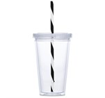 Malibu Double-Wall Plastic Tumbler & Straw - 470ml GF-AM-668-B_GF-AM-668-B-NO-LOGO