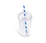 Malibu Double-Wall Plastic Tumbler & Straw - 470ml GF-AM-668-B_GF-AM-668-BU-NOLOGO