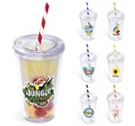 Malibu Double-Wall Plastic Tumbler & Straw - 470ml