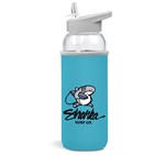 Kooshty Sipper Neo Glass Water Bottle – 850ml Cyan