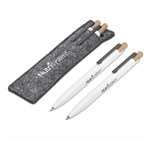 Okiyo Mimo Recycled Aluminum Ball Pen & Pencil Set Solid White