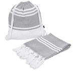 US Basic Santa Cruz Cotton-Rich Beach Towel & Drawstring Bag Grey