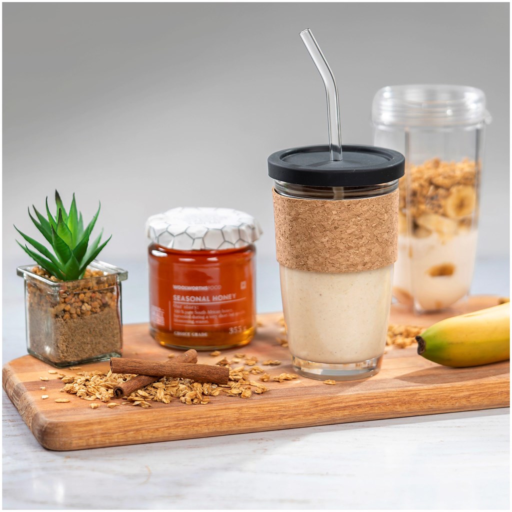 Kooshty Kork Glass Smoothie Kup & Straw - 480ml