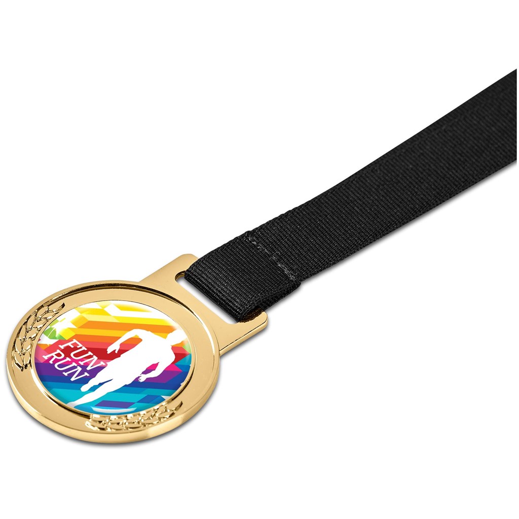 Achiever Medal With Black Petersham Lanyard – Gold