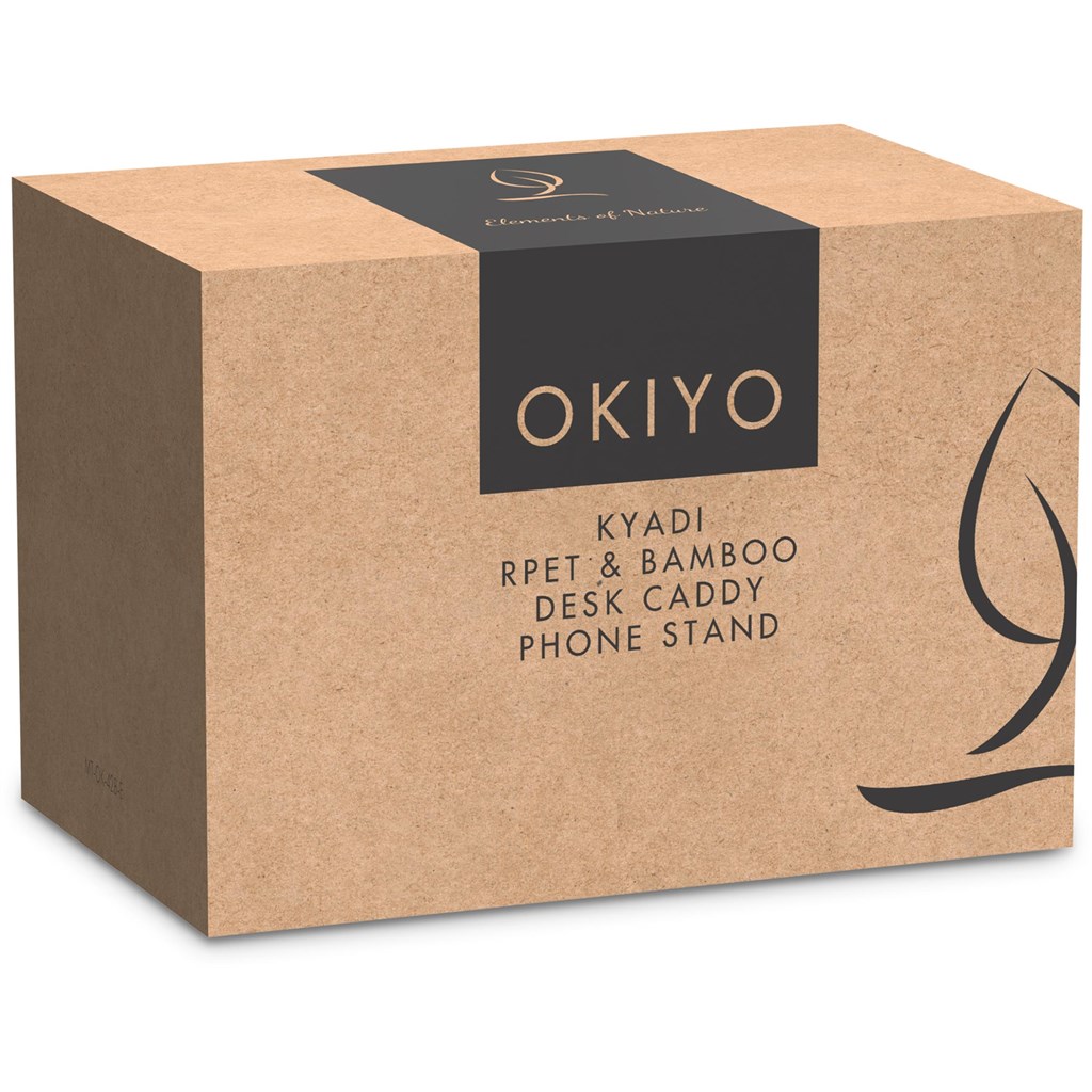 Okiyo Kyadi Recycled PET & Bamboo Desk Caddy Phone Stand