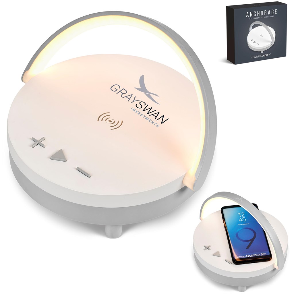 Swiss Cougar Anchorage Bluetooth Speaker, Wireless Charger & Night Light