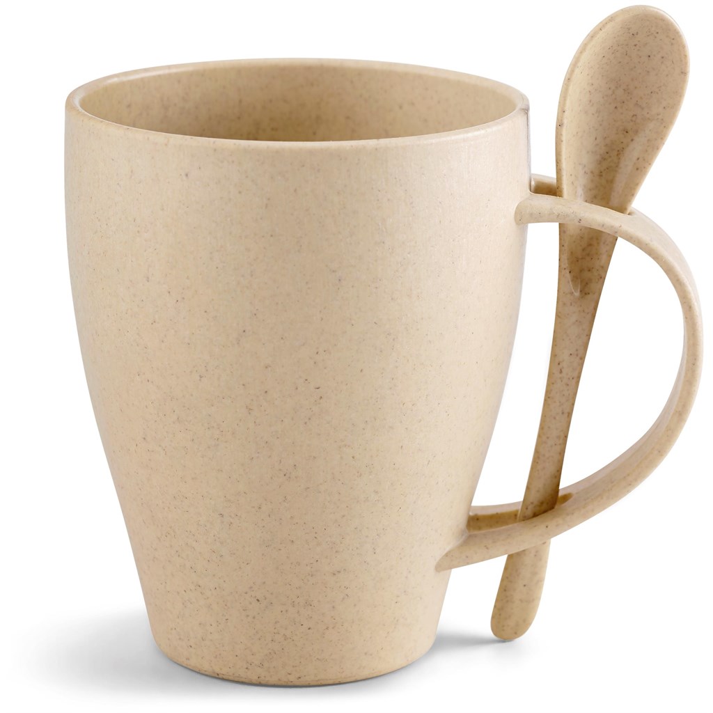 Okiyo Kawai Wheat Straw Mug & Spoon - 350ml