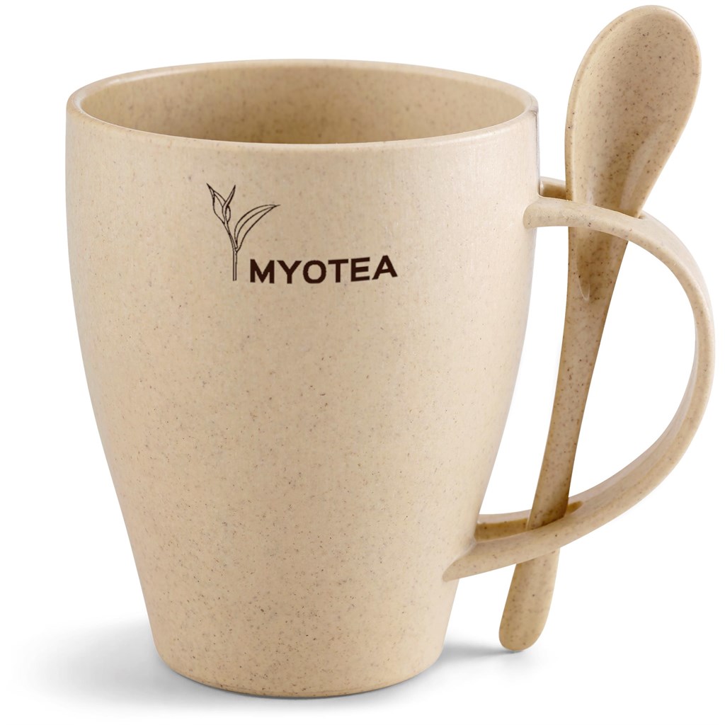 Okiyo Kawai Wheat Straw Mug & Spoon - 350ml